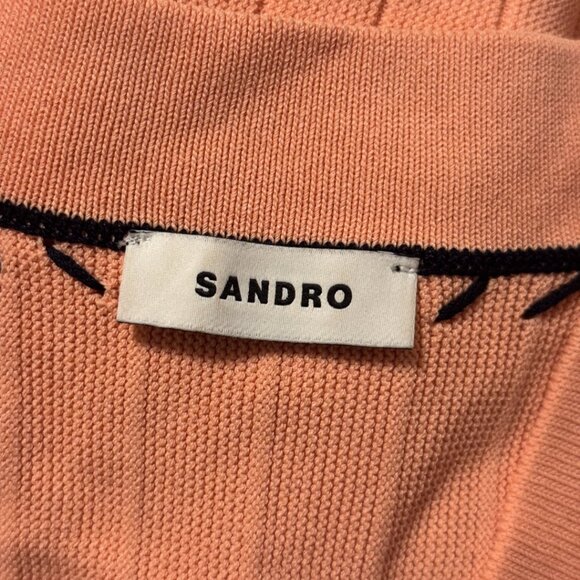 Sandro Paris Embroidered Knit Cardigan | Size M | Salmon Pink, Wool-Blend Knit - Picture 7 of 10